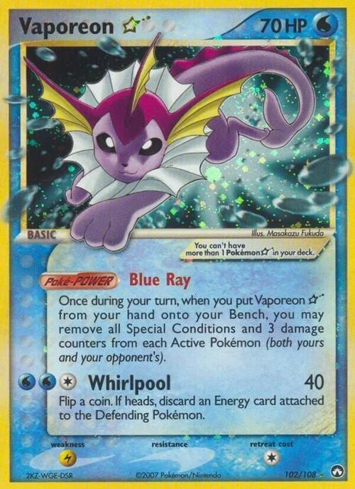 Vaporeon ☆ Gold Star — EX Power Keepers