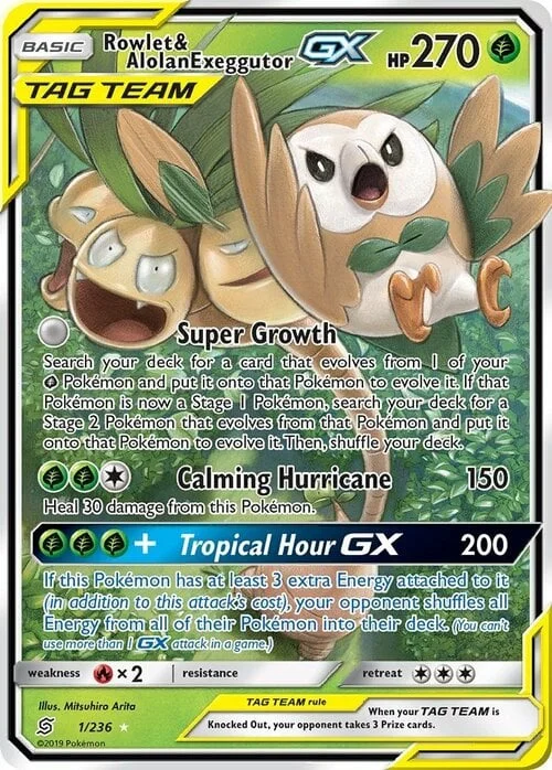 Rowlet & Alolan Exeggutor GX — Unified Minds