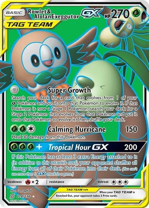 Rowlet & Alolan Exeggutor GX — Unified Minds