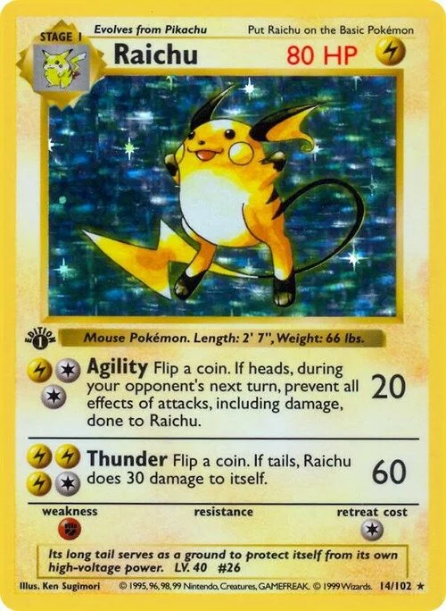 Raichu — Base Set Shadowless