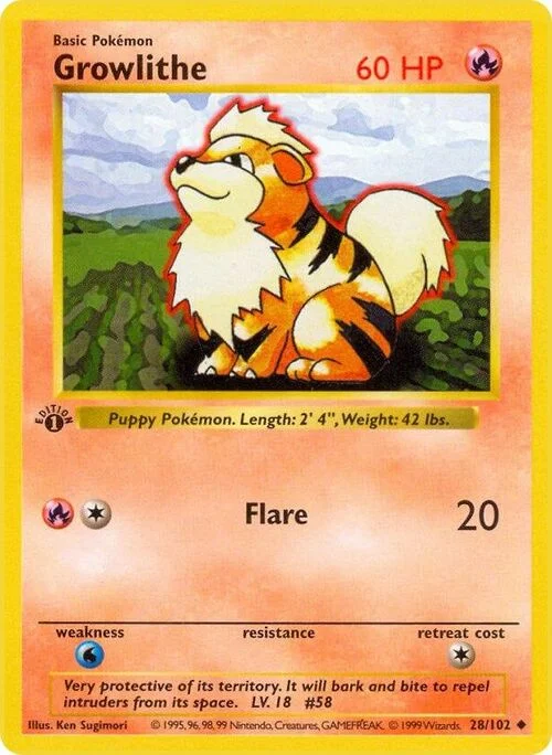 Growlithe — Base Set Shadowless