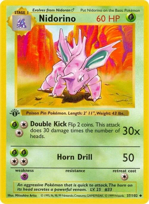 Nidorino — Base Set Shadowless