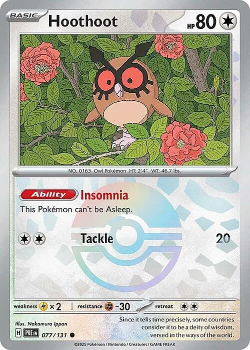 Hoothoot — Prismatic Evolutions - Poké Ball Reverse Holo