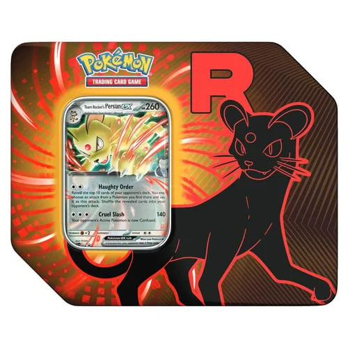 Team Rocket’s Persian ex Tin — Scarlet & Violet Products