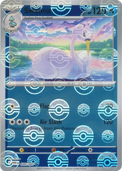 Swanna — White Flare - Poké Ball Reverse Holo