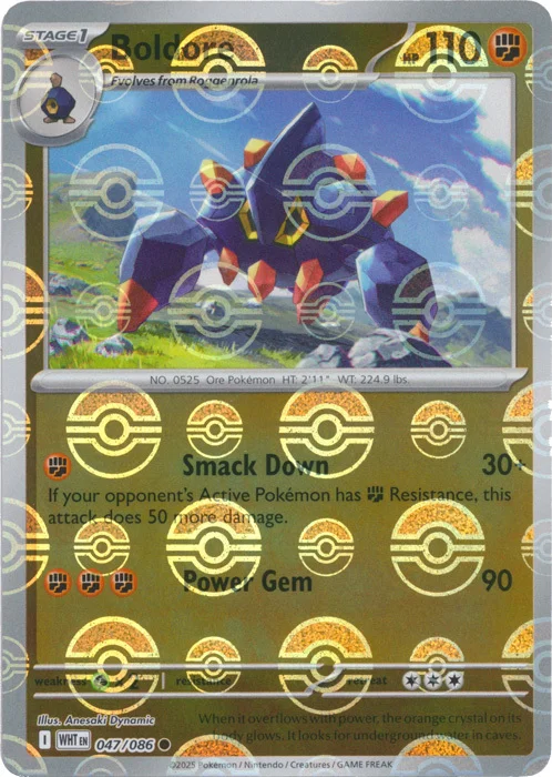 Boldore — White Flare - Poké Ball Reverse Holo