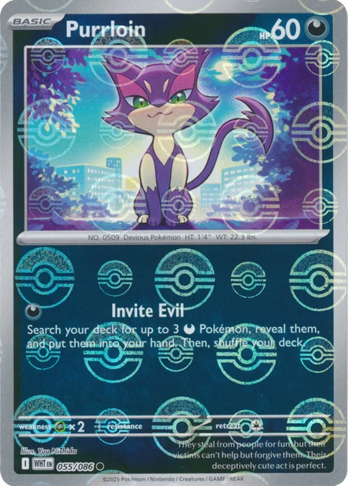 Purrloin — White Flare - Poké Ball Reverse Holo