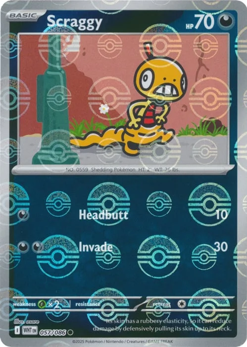 Scraggy — White Flare - Poké Ball Reverse Holo