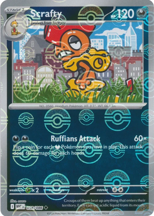 Scrafty — White Flare - Poké Ball Reverse Holo
