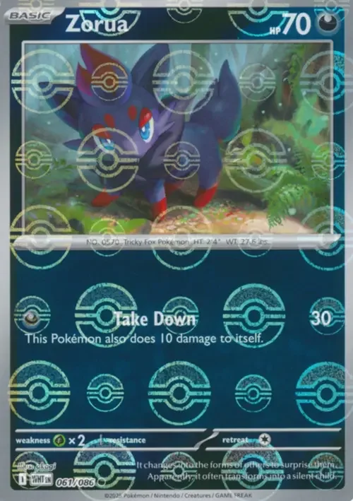 Zorua — White Flare - Poké Ball Reverse Holo