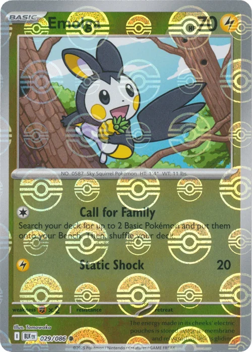 Emolga — Black Bolt - Poké Ball Reverse Holo