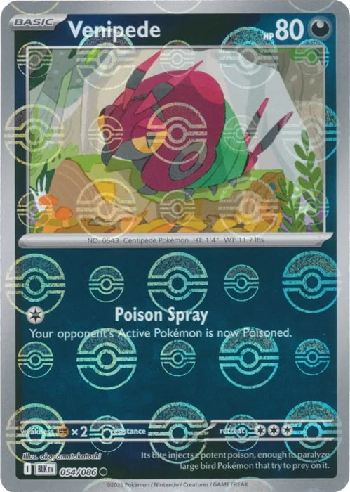 Venipede — Black Bolt - Poké Ball Reverse Holo