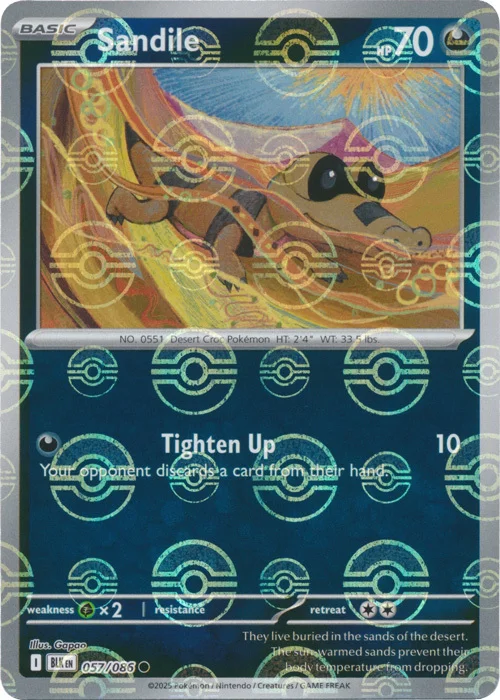 Sandile — Black Bolt - Poké Ball Reverse Holo
