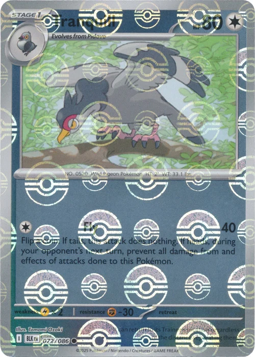 Tranquill — Black Bolt - Poké Ball Reverse Holo