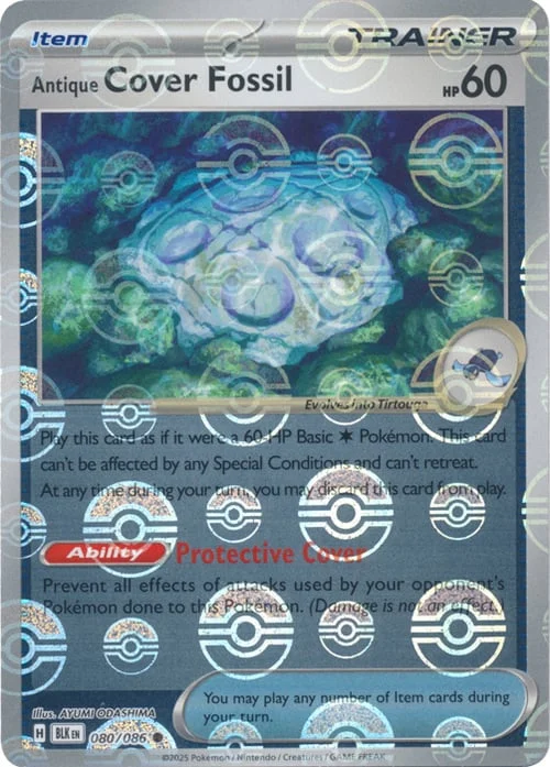 Antique Cover Fossil — Black Bolt - Poké Ball Reverse Holo