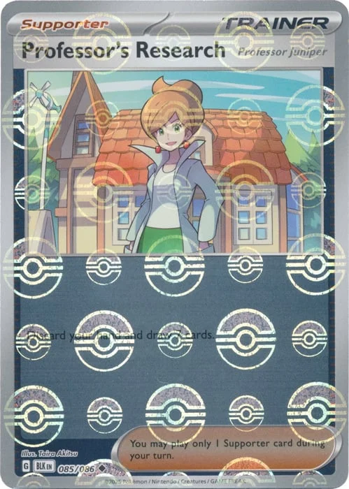 Professor's Research - Professor Juniper — Black Bolt - Poké Ball Reverse Holo