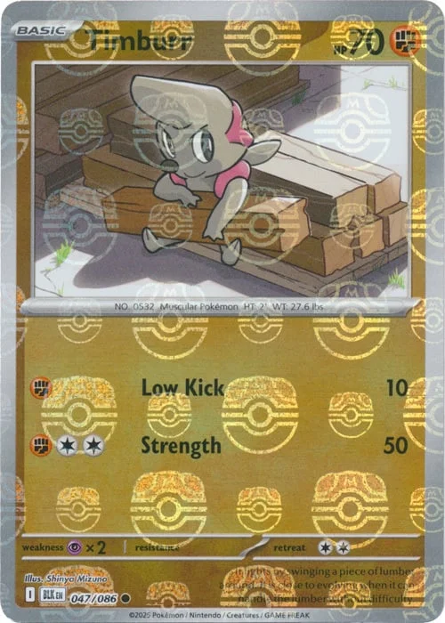 Timburr — Black Bolt - Master Ball Reverse Holo