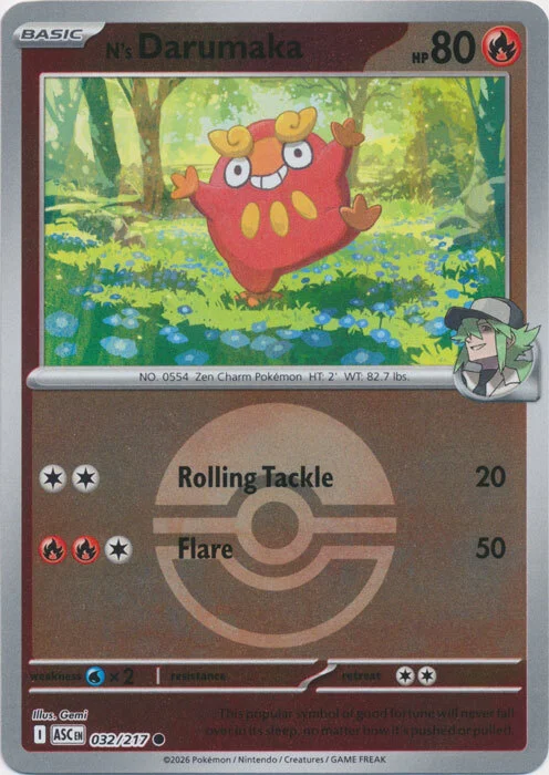 N's Darumaka — Ascended Heroes - Ball & Rocket Reverse Holo