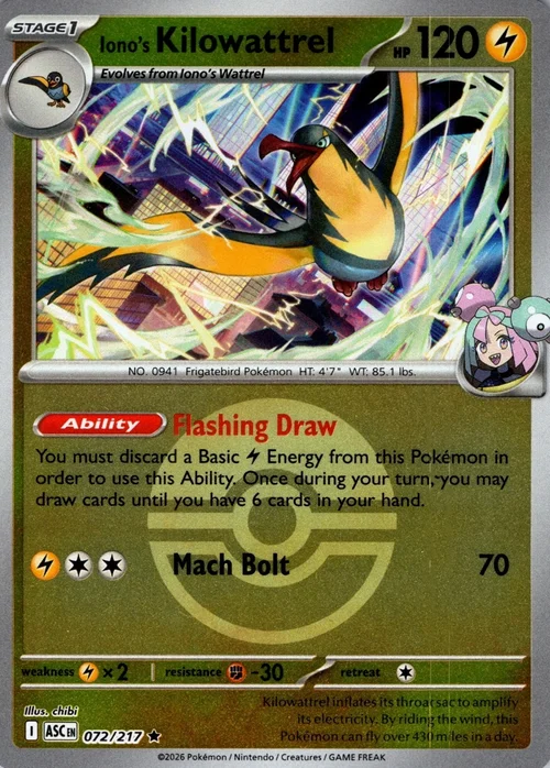 Iono's Kilowattrel — Ascended Heroes - Ball & Rocket Reverse Holo