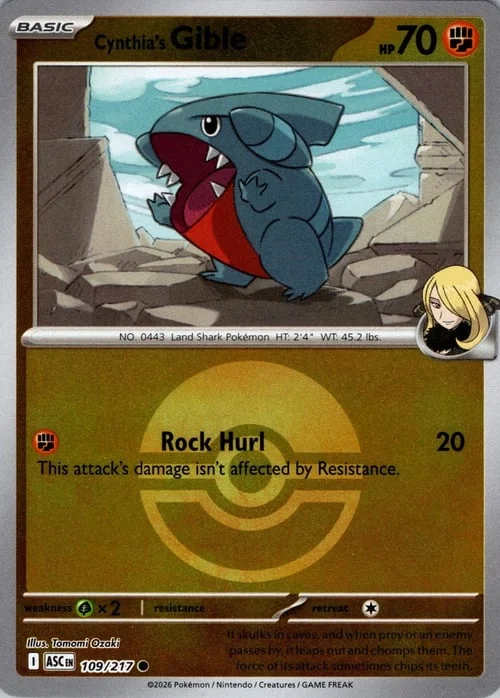 Cynthia's Gible — Ascended Heroes - Ball & Rocket Reverse Holo