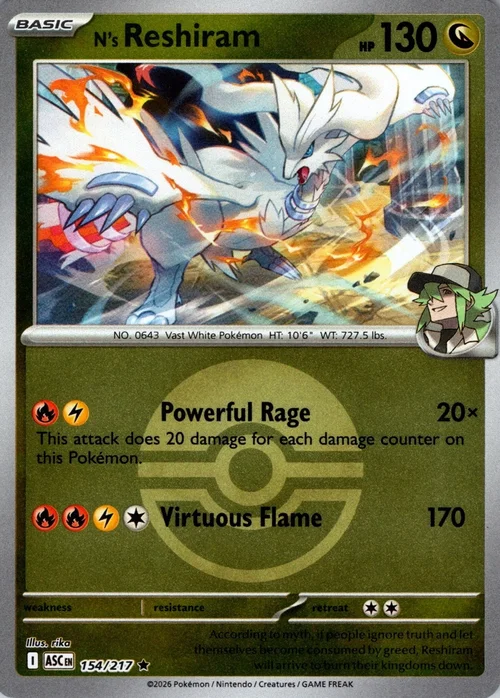 N's Reshiram — Ascended Heroes - Ball & Rocket Reverse Holo