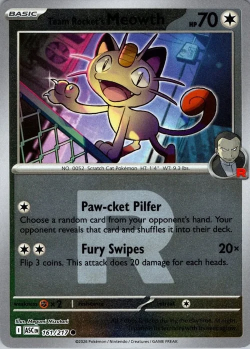 Team Rocket's Meowth — Ascended Heroes - Ball & Rocket Reverse Holo