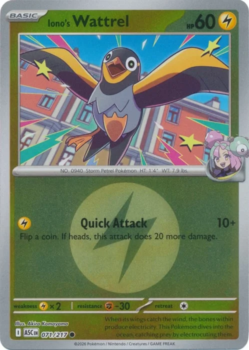 Iono's Wattrel — Ascended Heroes - Energy Reverse Holo