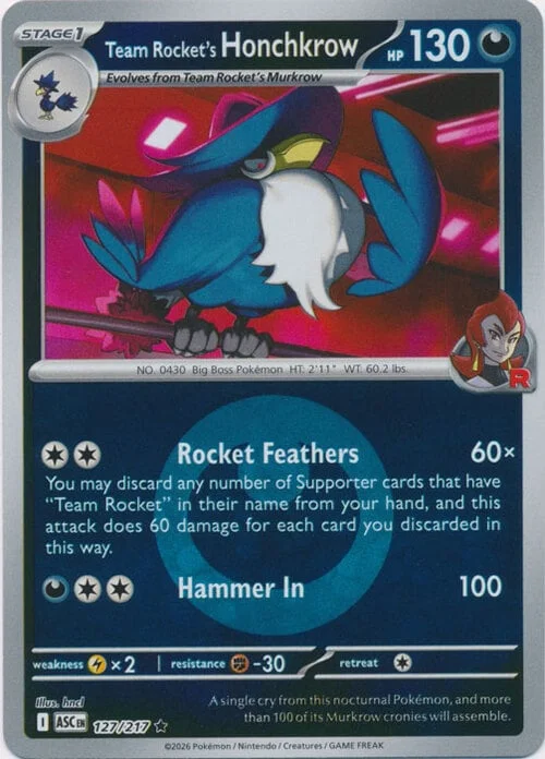 Team Rocket's Honchkrow — Ascended Heroes - Energy Reverse Holo
